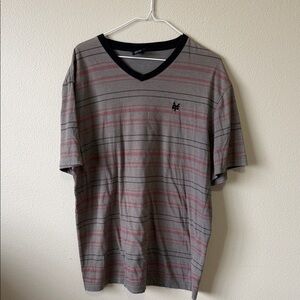 Zoo York Black and Red Striped V-Neck Men's Tee